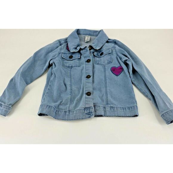 Carter's Girls Blue Button Down Heart Jacket Casual Winter Fall Youth Size 8 - Picture 1 of 7